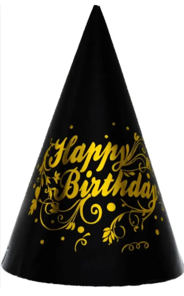 Black birthday cap