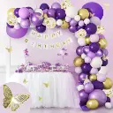 Purple theme birthday decoration set 