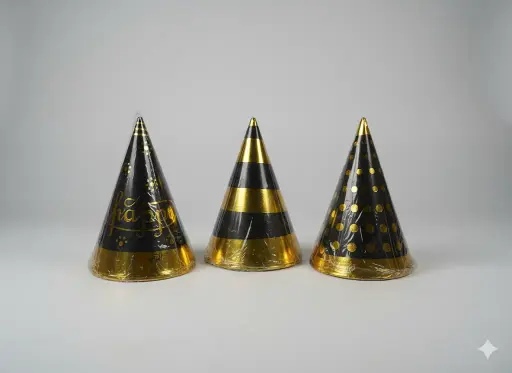 Birthday caps gold and black