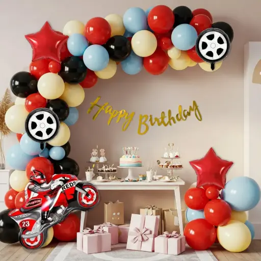 Bike theme birthday decoration set